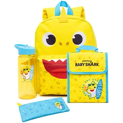 Bild av Baby Shark Ryggsäck Set småbarn Nursery 4 Piece Lunch Box Water Bottle
