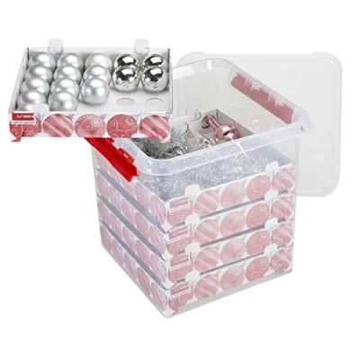 Bild av Sunware Storage box with trays for 125 baubles Q line Transparent 38 L