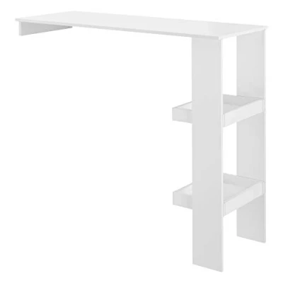 Bild av Vägghängt Väggmonterat Barbord med Hylla Melaminbelagd Spånskiva Vit 120x45x106cm