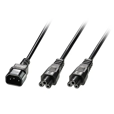 Bild av LINDY 2,5 m IEC C14 till 2 x C5 &quot;Y&quot; splitter förlängningskabel ledning svart