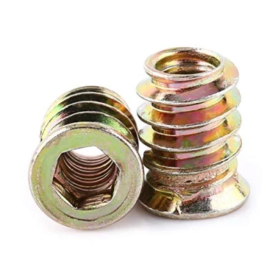 Bild av Walfront Galvaniserad sexkantskruv i kolst?l, sexkantsmutter f?r m?bler, tr?insatsmuttrar M6 / M8 M10, fullg?nga (M6 * 15mm)