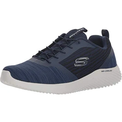 Bild av Skechers Bounder träningsskor för män, Marinblå nät PU trim, 42.5 EU