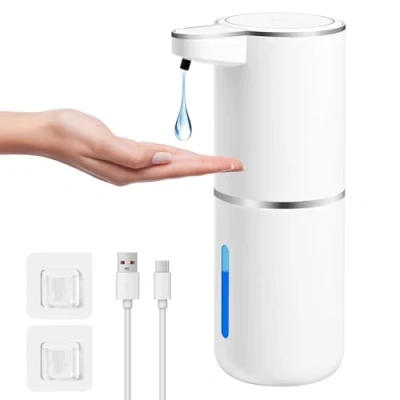 Bild av Gaethra Badrum Tvåldispenser, 380 ml Automatisk Tvåldispenser med infraröd rörelsesensor, USB uppladdningsbar, IPX5 vattentät, för badrum, kök