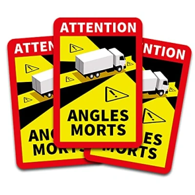 Bild av Obs! Angles Morts klistermärken 25 x 17 cm alla för fordon, obligatoriskt från 3,5 t i Frankrike, varningsklistermärken döda vinkeln, självhäftande, uv resistenta, väderbeständiga R143 (lastbil, 3 stycken)