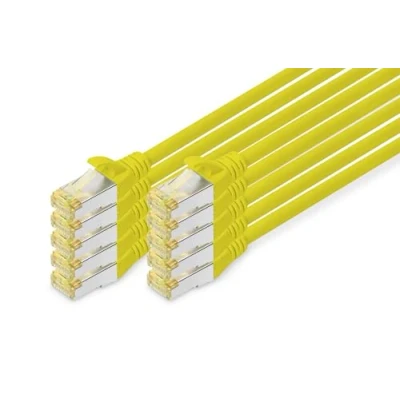 Bild av DIGITUS LAN Kabel Cat 6A 2m 10 stycken RJ45 nätverkskabel S/FTP skärmad kompatibel med 6 och 7 Gul