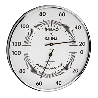 Bild av TFA Dostmann analog bastu termo hygrometer, med metall ring, värmebeständig, 40.1032, silver