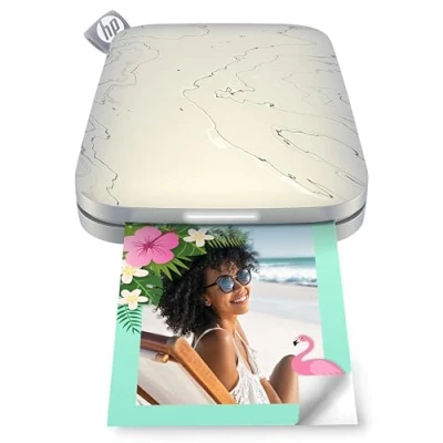 Bild av HP Sprocket Select bärbar fotoskrivare (Vit Förmörkelse) skriver omedelbart ut 2x3 &quot;ZINK klistermärkefoton från din iOS och Android enhet