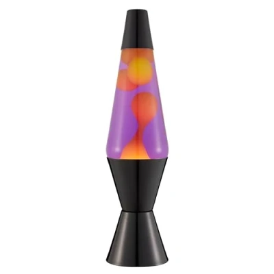 Bild av LAVA® Lava lampa 2323, gult vax, lila vätska, svart bas och topp, original 14,5 tum märke rorelse