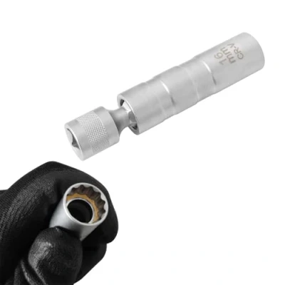 Bild av ZKTOOL 14 mm / 16 universalled magnetisk tändstiftsnyckel, tunnvägg 12 punkter 3/8 tum CR V vridbart tändstiftsuttag, tändstiftsavdragare, verktyg för borttagning av tändstift (16 mm)