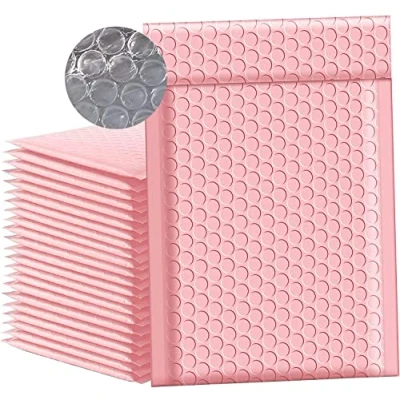 Bild av WDZGX Bubbelkuvert fraktpåsar luftkudde 13 x 18 cm 50 st vadderade kuvert bubbelmailers självförseglande för frakt förpackning och förvaring (13 cm, rosa)