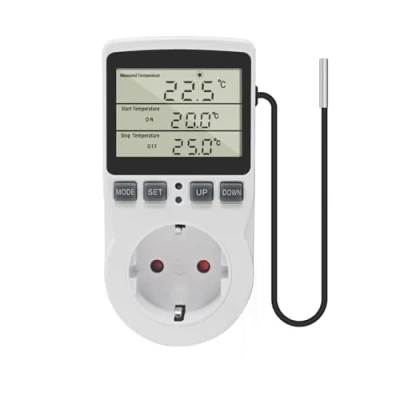 Bild av KETOTEK Digital Temperaturregulator plugg med Timer 220V Termostatuttag sond LCD Temperaturstyrt uttag Termostatplugg Nedräkning Cykeltid för växthus Inkubator