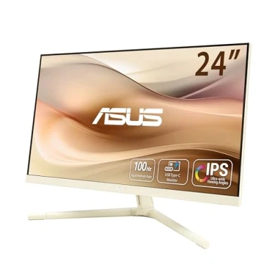 Bild av ASUS Eye Care VU249CFE M 24 tums full HD skärm 100 Hz, 1 ms MPRT, AdaptiveSync, Green Product IPS panel, Vesa 75 x 75, 16:9, 1920 1080, HDMI, USB C med 15 W PD, ergonomisk, havremjölk
