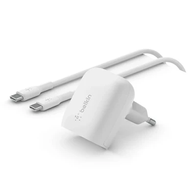 Bild av Belkin USB Type C Power Delivery väggladdare för 20 W, snabbladdningsadapter med certifierad PD 3.1 PPS och resevänlig kompakt design iPhone 15, Pro, Max, Mini, iPad, Galaxy, Pixel m. fl.