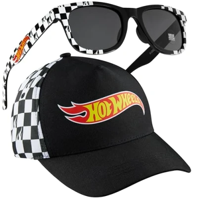 Bild av Hot Wheels basebollkeps solglasögonset pojkar andas justerbar sommar solhatt UV skydd semester resor nödvändigheter Svart, one size