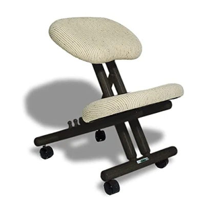 Bild av cinius Ergonomisk stol ortopedisk knästol datorstol knäpall tyg svart/naturlig färg