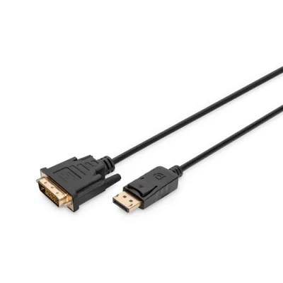 Bild av DIGITUS Displayport adapterkabel DP DVI (24+1) Full HD 1080p/60Hz 1.1a 2.0m med spärr lämplig för bildskärmar, grafikkort svart
