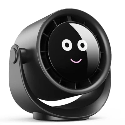 Bild av Fitabok Mini USB Fläkt Bärbar Bordfläkt med LED Display, 5 Hastigheter, 360 Rotation, 4000mAh Batteri, Laddningsbar via C Tyst och Kraftfull Sommarfläkt för Hem, Kontor, Resor