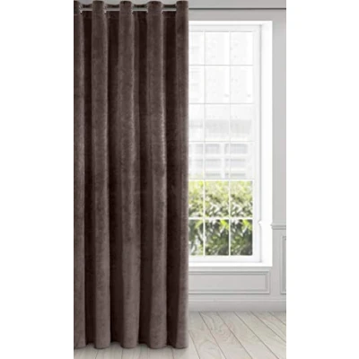 Bild av Eurofirany RIA Mörkläggningsgardin, Ogenomskinlig, Satänggardin med Öljetter 1st. Extra Lång Gardin, Elegant, Vanlig, Vardagsrum, Sovrum, Densitet 290 g/m², 140x250 cm, Brun