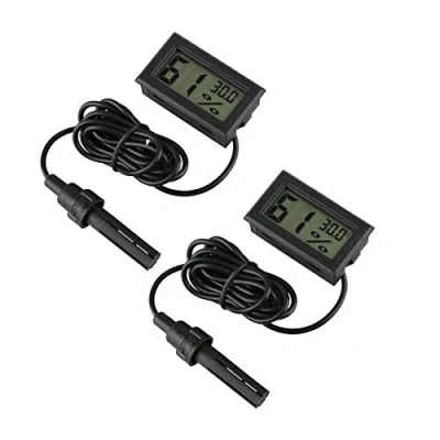 Bild av Digital termometer hygrometer, INRIGOROUS förpackning med 2 hygrometertermometer minisond termometrar temperaturfuktighetsmätare för reptiler inkubator akvarium fjäderfä kontor vardagsrum (2 pack)