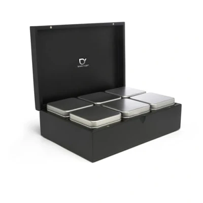 Bild av Bredemeijer stor svart ädel tebox set 7 delar inkl. 6 teburkar