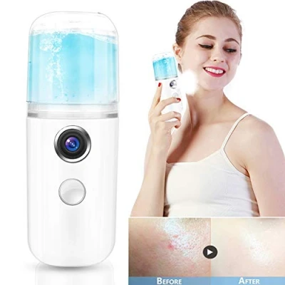Bild av nano vattenspray, 30 ml USB praktisk bärbar mini ansiktsluftfuktare dimma spray atomisering mister ansikte kall ångare fuktgivande spruta