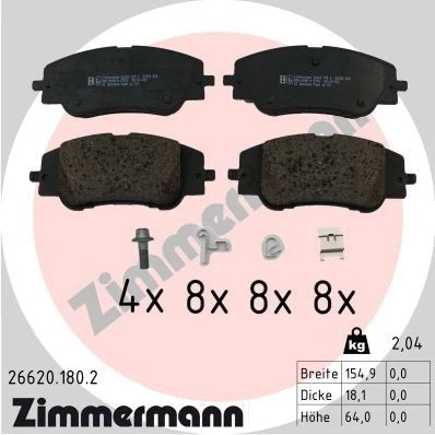 Bild av ZIMMERMANN 26620.180.2 Jeu de plaquettes frein PEUGEOT: 208 II 3/5 portes, 2008 II, OPEL: Corsa F DS: DS 3 Crossback