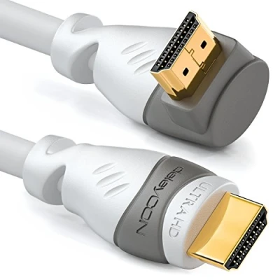 Bild av deleyCON 2m HDMI 270 Grader Vinklad Kabel Kompatibel med 2.0/1.4 UHD 4K HDR 3D 1080p 2160p ARC Vit
