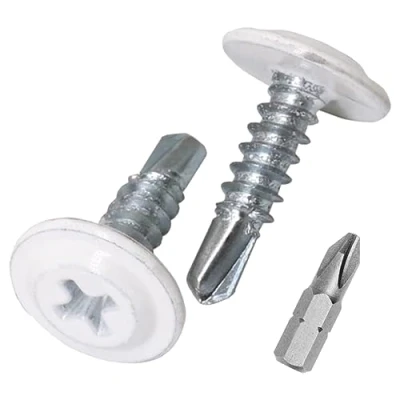 Bild av SKIR&#039;CO (förpackning med 50 st) Målad 4,2 x 16 mm självborrande skruvar, Phillips modifierat bindningshuvud, metallskruv, våffelhuvud (50, ren vit RAL 9010)