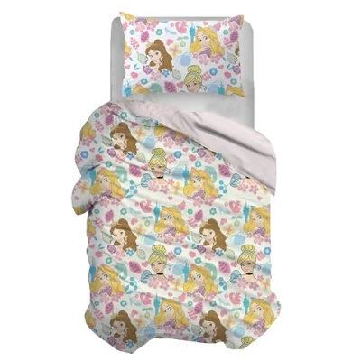 Bild av Princess Påslakanset för enkelsäng, bomull, rosa, säck 155 x 200, örngott 50 80, Disney, 100% officiell produkt