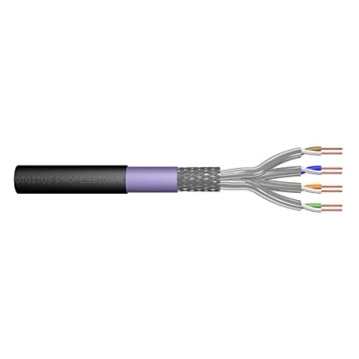 Bild av DIGITUS 100 m Cat 7 Outdoor nätverkskabel S FTP (PiMF) Simplex BauPVO Eca LSZH halogenfri 600 MHz koppar AWG 23/1 PoE+ kompatibel markkabel LAN kabel bulkkabel svart