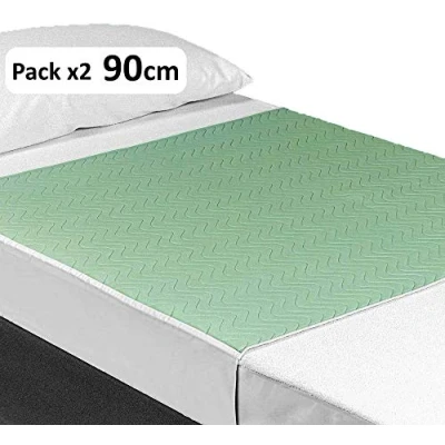 Bild av OrtoPrime 2 pack absorberande tvättbara sängdynor för vuxna, 3,15 liter/m2 mer än 200 tvättar vattentäta 4 lager babyskydd med vingar 90 x 85