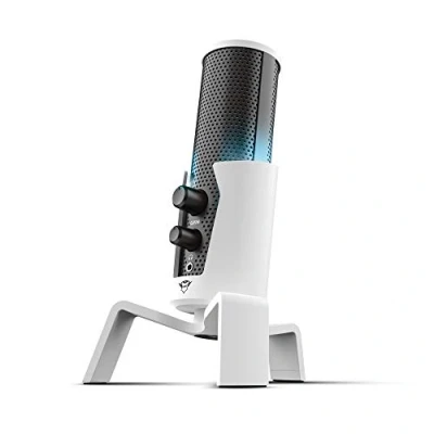 Bild av Trust Gaming GXT 258 Fyru Streaming Microphone for PlayStation 5, Mic with LED Lighting, 4 Recording Patterns, USB Podcast, Vlogging, Music, ASMR, PC, Laptop, PS4, PS5 White