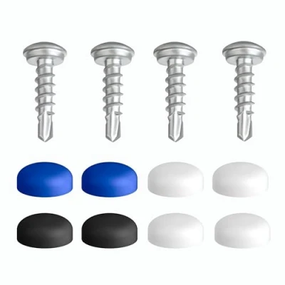 Bild av Registreringsskyltskruvar med borrspets och lock, uppsättning av 4 nummerplåtsskruvar, set 5 x 19 mm fästskruvar, registreringsskylt, fastsättning inkl. täckkåpor [diskret säker laglig]