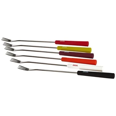 Bild av Spring 2890260606 ostfondue gafflar basic färgglada 6 stycken, rostfritt stål, silver, 2 x 12 27,5 cm