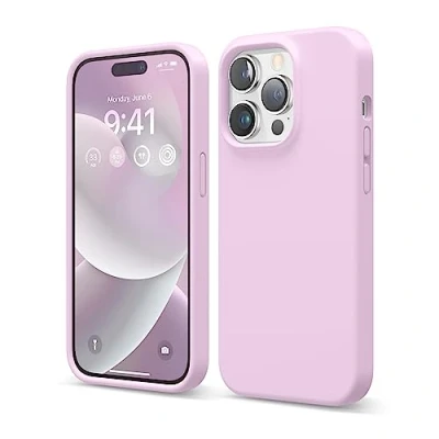 Bild av elago Kompatibel med iPhone 14 Pro fodral, flytande silikonfodral, heltäckande skyddsfodral, stötsäker, smal telefon, reptåligt mjukt mikrofiberfoder, 6,1 tum (ljuslila)