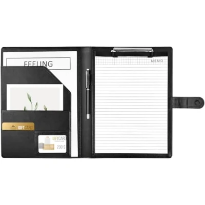Bild av Klämbräda mapp A4, skrivmapp klämbrädemapp, konferensmapp av PU läder, dokumentmapp, portfölj Padfolio svart