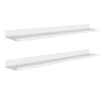 Bild av MILUKA Vägghylla Vit 70 cm Vägghyllor Metall som Tavelhylla, Display Hylla, Hyllplan Flytande Hylla för Vardagsrum, Sovrum, Arbetsrum, Kontor Hyllor Vägg, Kökshyllor Förpackning (2, Vit)