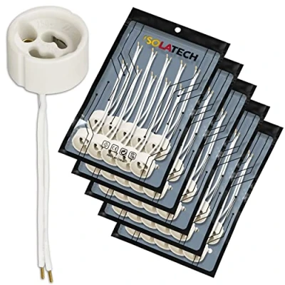 Bild av ISOLATECH 50st GU10 keramisk sockel med hylsor LED energisparlampor (max.250V/2A) glödlampor heminstallation infälld takarmatur kök badrum värmebeständig