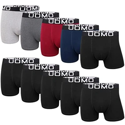 Bild av L&amp;K 10 pack herr retroshorts, boxershorts, bomull, svarta, mångfärgade underkläder, 1116, Set med flera färger C, L