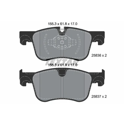 Bild av TEXTAR 2583601 Jeu de plaquettes frein préparé pour indicateur d&#039;usure CITROËN: C4 Picasso 2, Grand Berlingo II Van