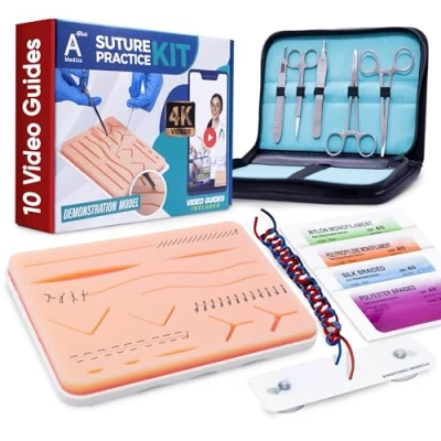 Bild av Sutur Practice Kit One Plus Doctors Videolektioner på engelska Komplett suturövningssats för medicinska studenter, veterinärer och sjuksköterskor Bra present
