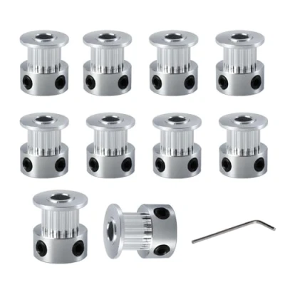 Bild av BZ 3D GT2 remskiva pulley 20 tänder 6,35 mm hål 6 bred tandremskiva teeth bore för skrivare, CNC, bredd kuggremar. (10 stycken)