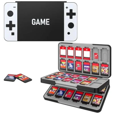 Bild av MoKo 48 Game Card case Compatible with Nintendo Switch OLED 2021/Switch/Switch Lite, Games Holder for &amp; SD Card, Slim Portable Storage Box, Black White