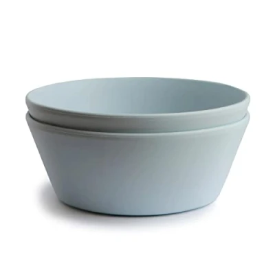 Bild av mushie barn servisskålar Set med 2 BPA fri diskmaskin och mikrovågsugn Elegant lätt att hålla Tillverkad i Danmark Powder Blue