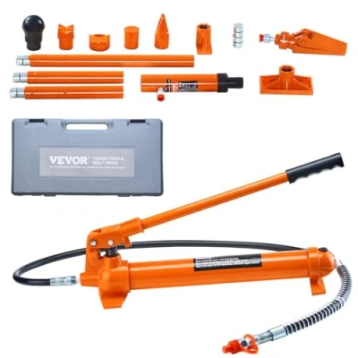 Bild av VEVOR hydraulisk cylinder byggsats, bärbar domkraft 12 t, med 1,4 m oljerlang, bilkaross reparationssats förvaringsfodral för bilreparation, lastbil, bondgård, orange