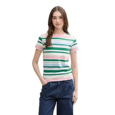 Bild av TOM Tailor Denim Modern Stripe Tshirt med print, Storlek: XS, Multi coloured