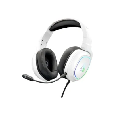 Bild av The G Lab Gamingheadset, Korp Radium gamer headset med avtagbar mikrofon, spelheadset LED ljus, spelkabelheadset stereoljud, 3,5 mm kontakt, kompatibel PS4/PS5/Xbox/Switch/PC (vit)