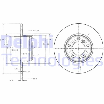 Bild av DELPHI BG2430 Disque de frein 302 12 5 plein huilé non traité sans roulement roue, bague ABS BMW: Berline, Touring