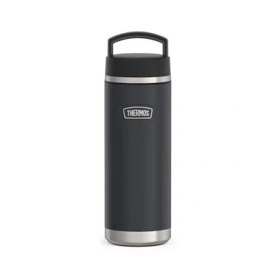 Bild av THERMOS ICON BEVERAGE BOTTLE 0,71 l, mörkgrå/grafit matta, termosflaska rostfritt stål 710 ml, isolerad drickflaska, 18 h varm/24 kall, diskmaskinssäker, absolut tät, BPA fri