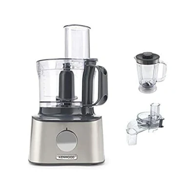 Bild av Kenwood Multipro Compact FDM304SS Food Processor, kraftfull köksapparat med 2,1 l arbetsbehållare, akrylblandning, kub skärare, metallhus, 800 W, grå
